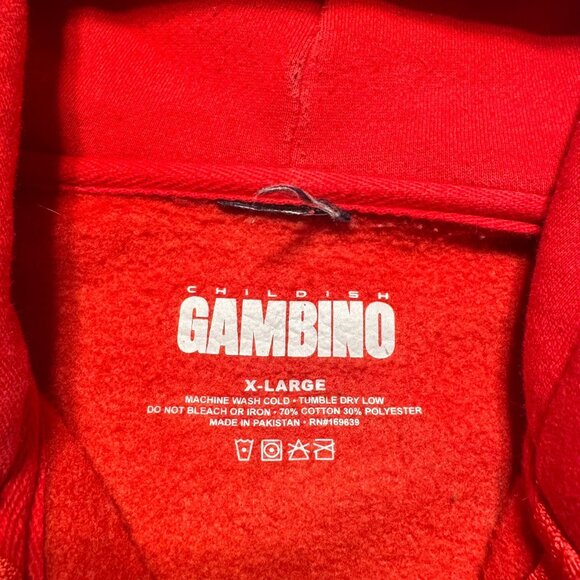 Childish Gambino The New World Tour Red Zip Up Hoodie XL EUC Donald Glover - Picture 6 of 7